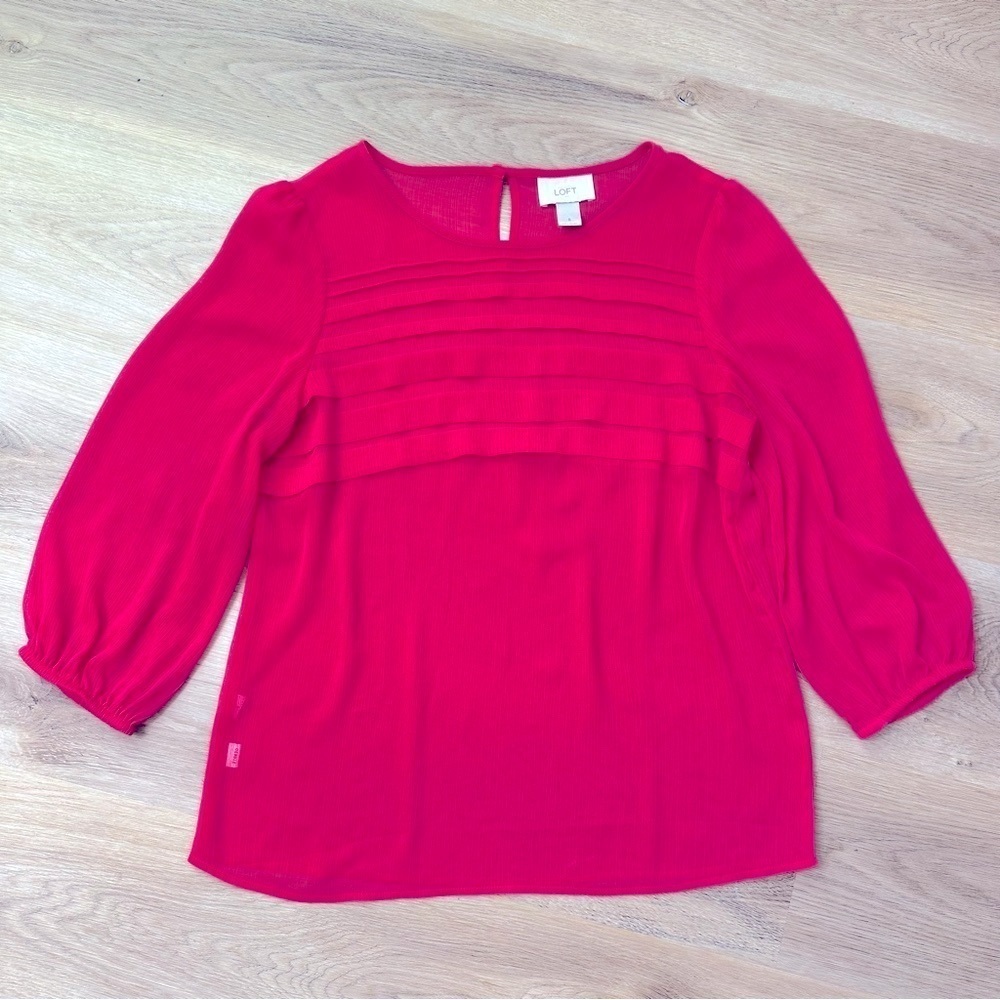 Ann Taylor LOFT Pink Sheer Blouse size S